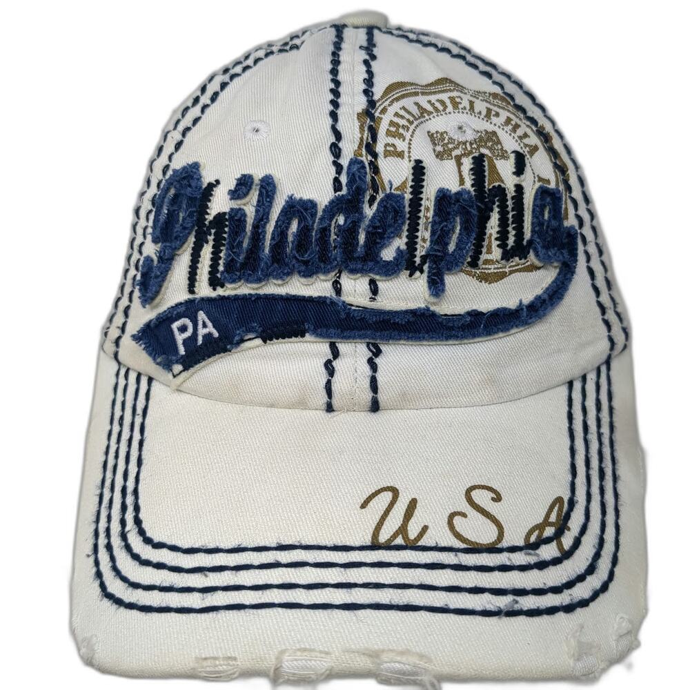 Robin Ruth Philadelphia Baseball Cap White One Size USA Stitch Strapback Hat